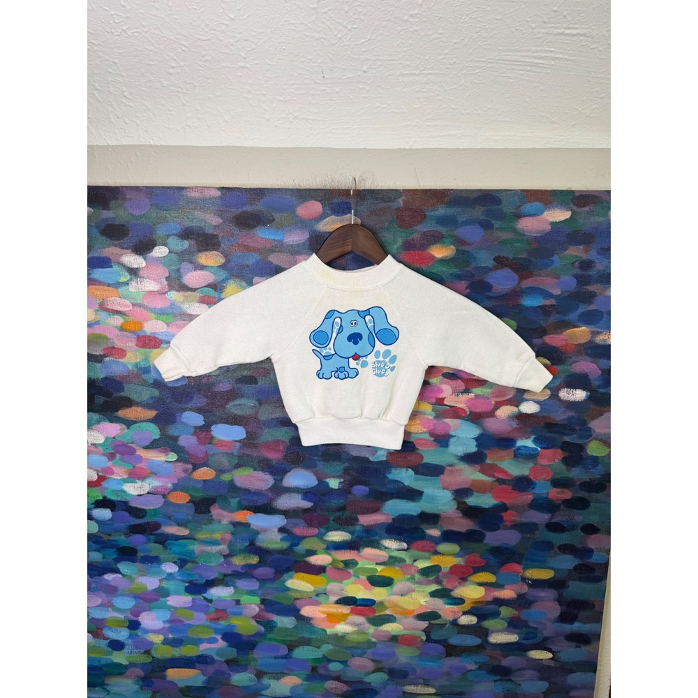 Vintage Blues Clues Footprints White Raglan Sweatshirt Kids 18M Nick Jr 90s